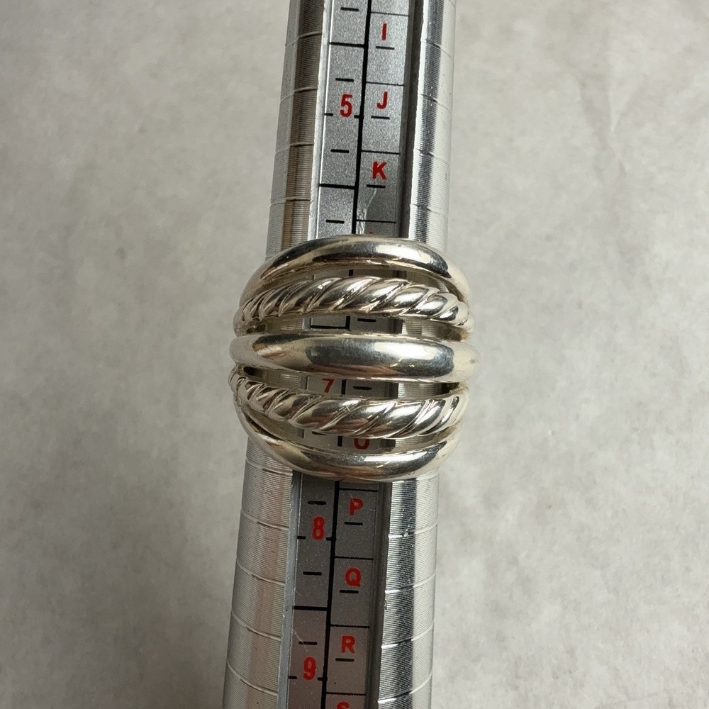 Milor Sterling Silver 925 Wide Dome Band Ring Size 7 Italy Rope Design
